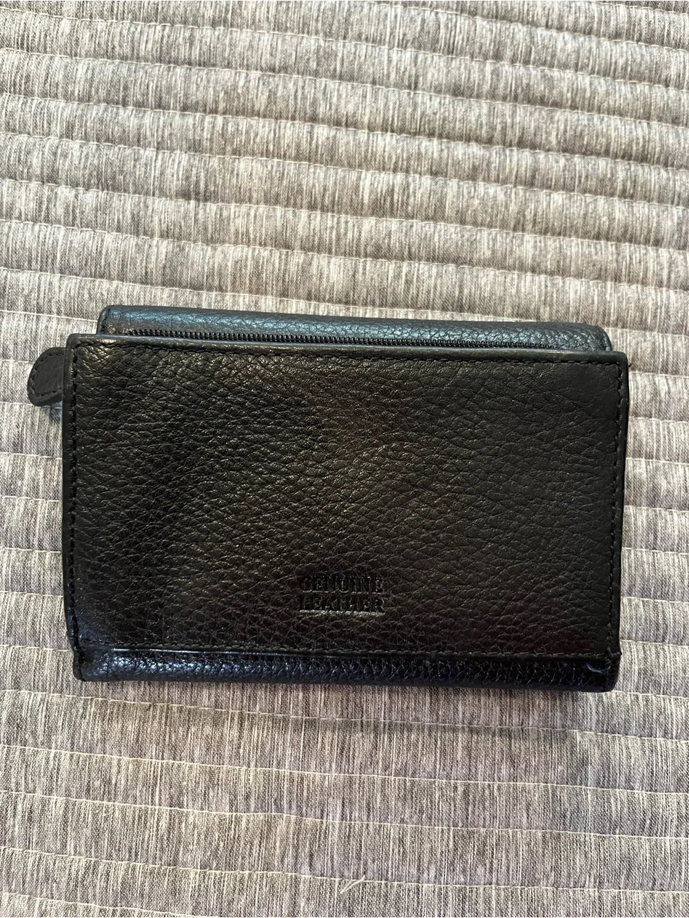 Women's Black Leather Wallet with Snap Tab